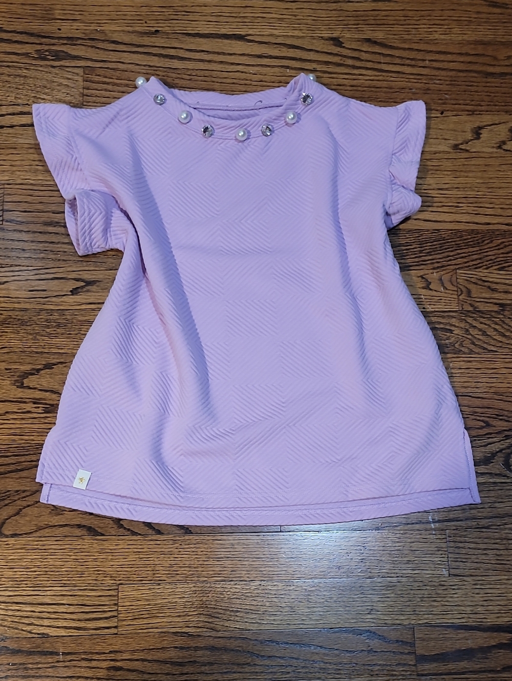 Simply Southern Lilac Short Sleeve Top with Pearl and Gem Accents
